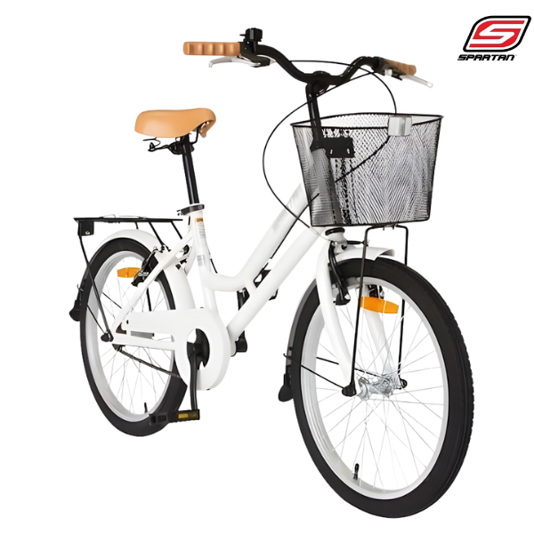 Spartan Bicycle Classic Bike With Basket : SP-3074 : White : 20"