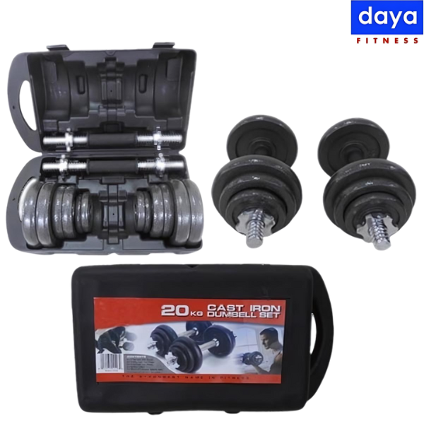 DAYA Fitness 20Kg Dumbbell Combination Set With Case - Cast Iron