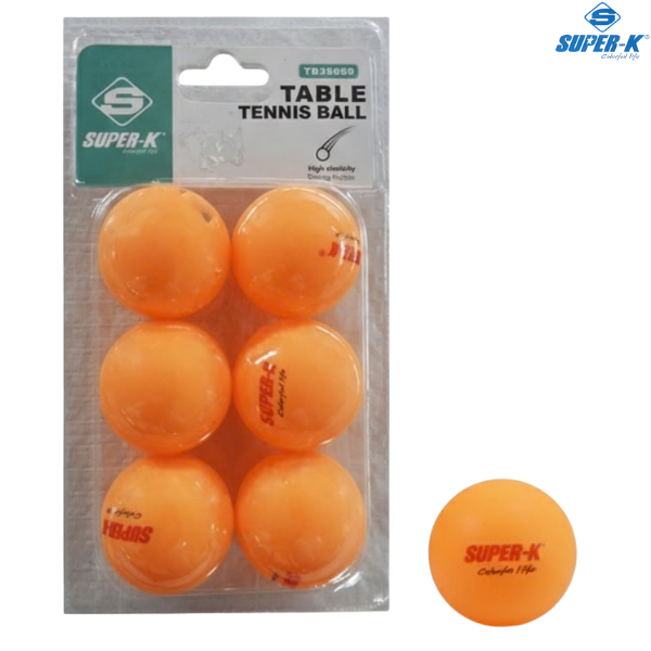 Super-K Table Tennis Balls : TB35659 - Orange - Pack of 6 balls