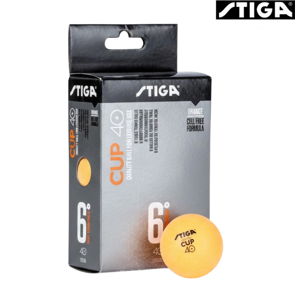 Stiga Table Tennis Balls Cup 40+ : 1110-2503-06 - Orange - Pack of 6 balls