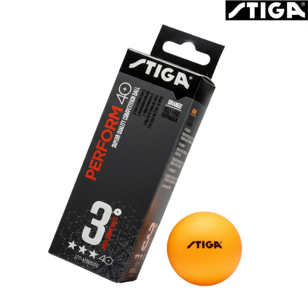 Stiga Table Tennis Balls Perform 40+ 3* Comp ITTF Approved : 516503/1113 - Pack of 3 balls - Orange