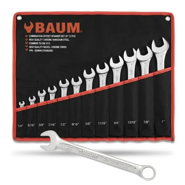 Baum Set Of 12Pc Imperial Combination Spanners 1/4 ‐ 1" AF/SAE