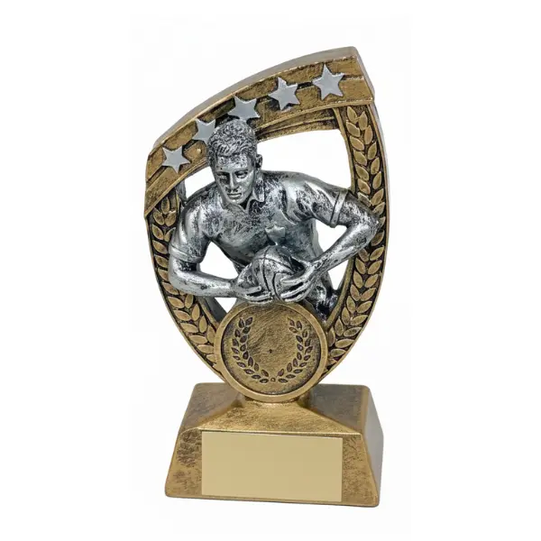 Power Boot Heavyweight Rugby Award Antique Silver PA22534 - 16cms