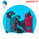 [5623] Speedo Swim Cap Senior Slogan Print : 8083850000 (Sky Blue/Pink)