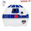 [5618] Speedo Swim Cap Senior Slogan Print : 8083850000 (White/Royal)