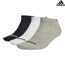 [14437] Adidas Socks No-Show T LIN Low : IC1300 - Black/Grey/White - 3Prs (EUR 40 - 42)