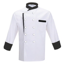[2190] Chef Jacket Double Breast : Twill (White/Black, Medium)