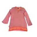 [4409] Kasuku Marini Kaftan Long Chinese Collar With Kikoy Border- KCL47 (Maroon, Large)