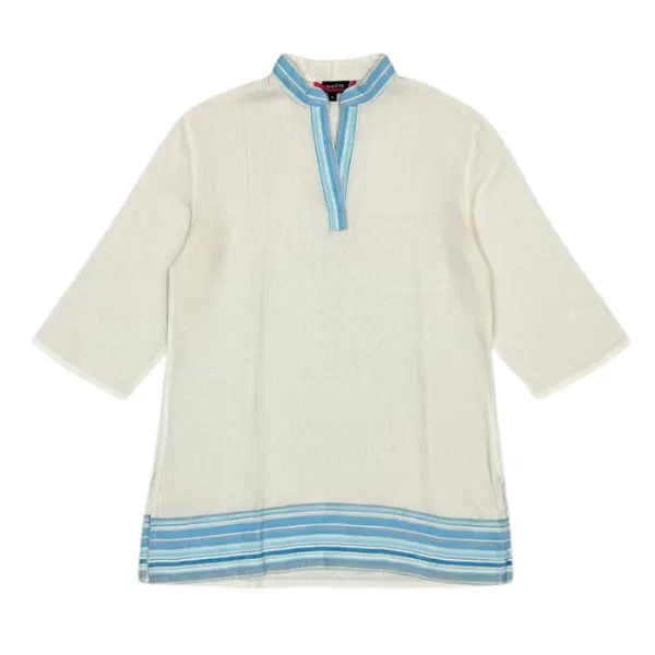 Kasuku Marini Kaftan Long Chinese Collar With Kikoy Border- KCL47