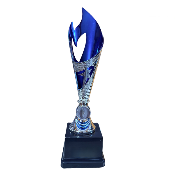 Inferno Plastic Laser Cut Cup Trophy Silver & Blue - TR19589