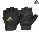 [15694] Adidas Fitness Adjustable Gloves Essential : ADGB-124-NL (Black/Green, Small)
