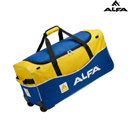 [15567] Alfa Trolley Bag Cricket Kit With Wheels (Blue/Yellow, Unisex Juniors)