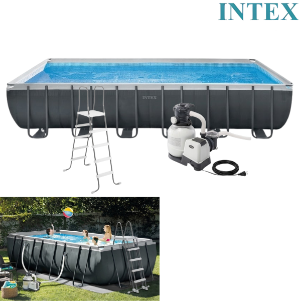 Intex Pool With Ultra Frame Rectangular Set :18Ft X 9Ft X 52" : 26356UK : 6 years +