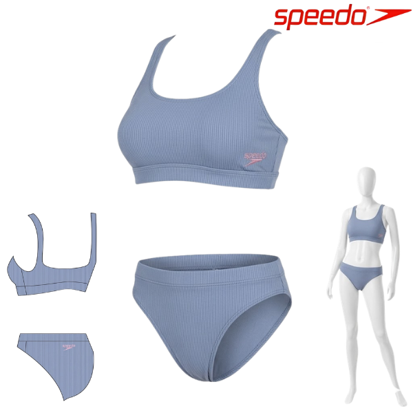 Speedo Costume Textured Deep U-Back 2Pc Bikini : 8-00387516004
