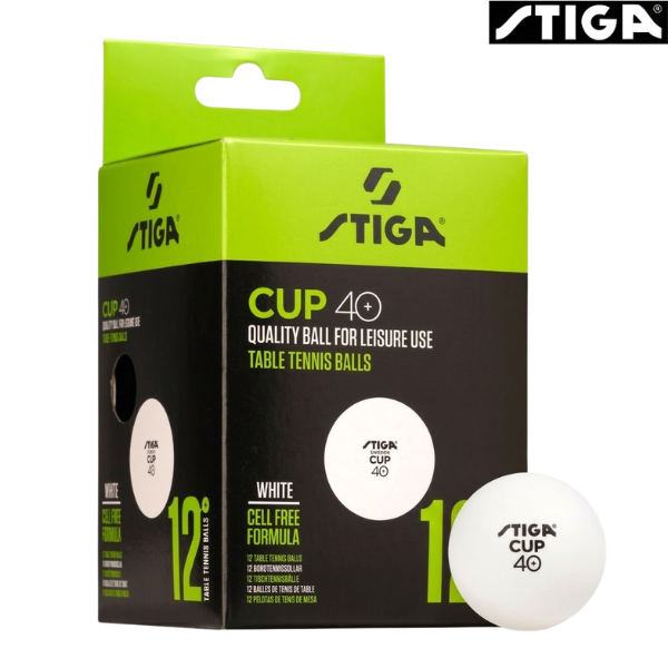 Stiga Table Tennis Balls Cup 40+ : 1110-2510-12 : White - Pack of 12 balls