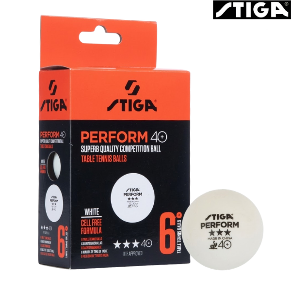 Stiga Table Tennis Balls Perform 40+ 3* Comp ITTF Approved : 1113-2110-06 - White - Pack of 6 balls