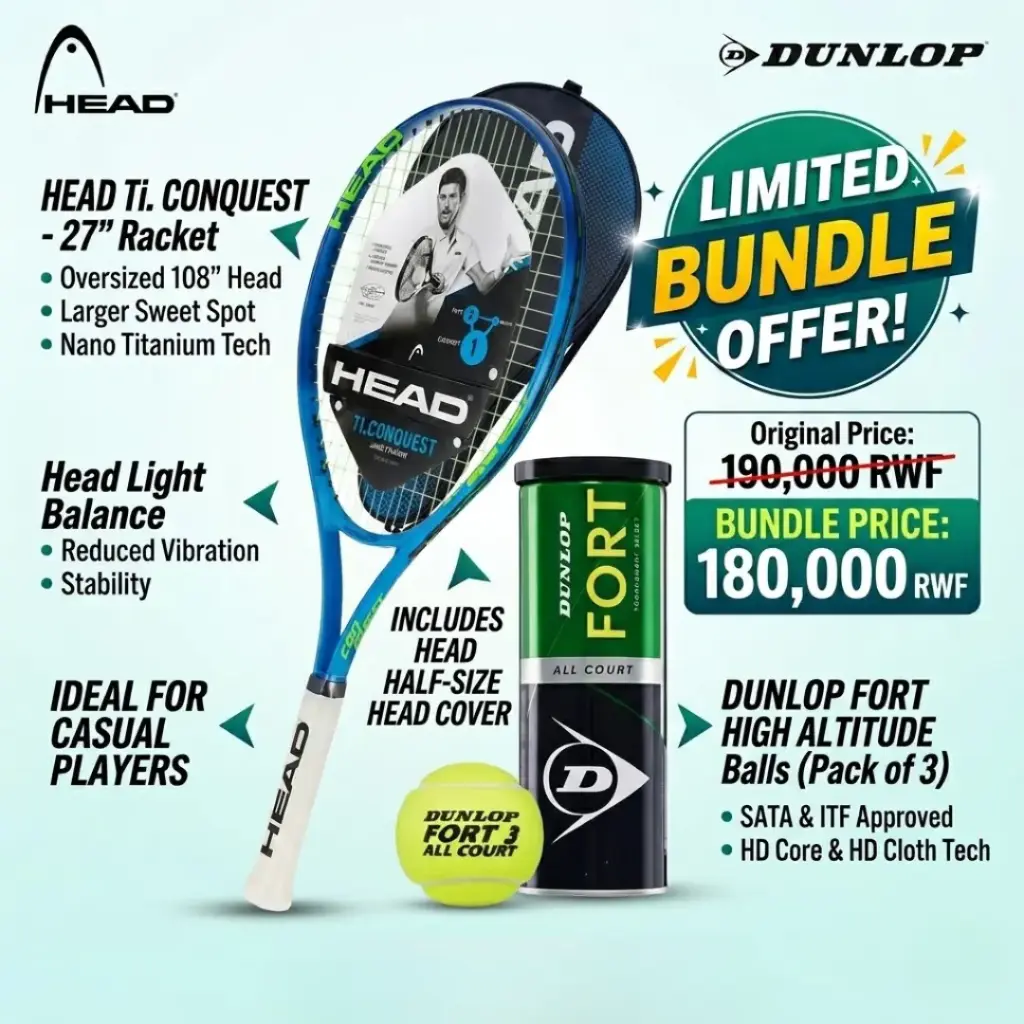 Head Ti. Conquest Tennis Racket - 27" + Half Cover + Dunlop Tennis Ball Fort High Altitude