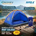 [16613] Discovery Adventures Camping Tent (2 Man) + Super-K Sleeping Bag Envelope