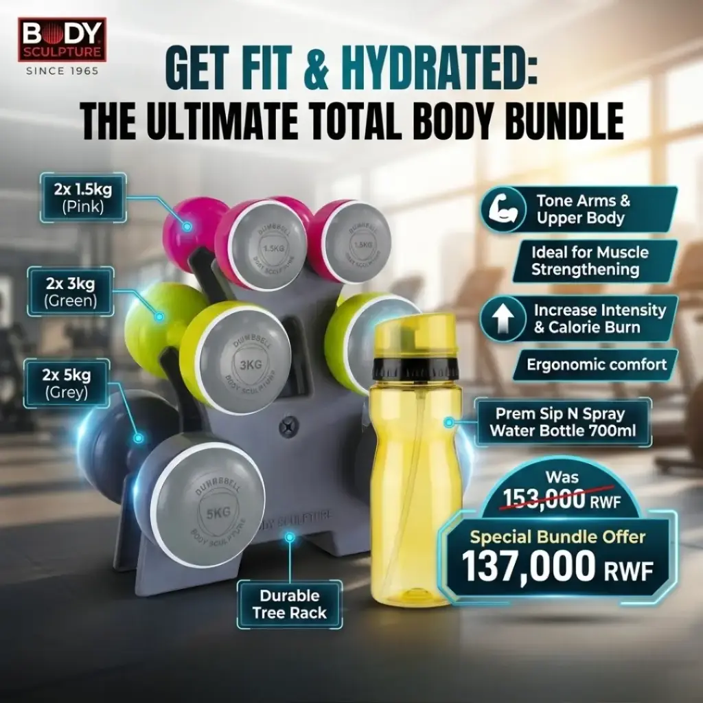 Body Sculpture Smart Dumbbell Set - 19kg + Prem Water Bottle Sip N Spray 700ml