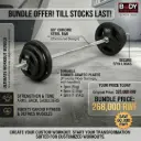 [16624] Body Sculpture Steel Bar Chrome Threaded 60" + Plates Rubber Coating (5kg), (2.5kg), (1.25kg)