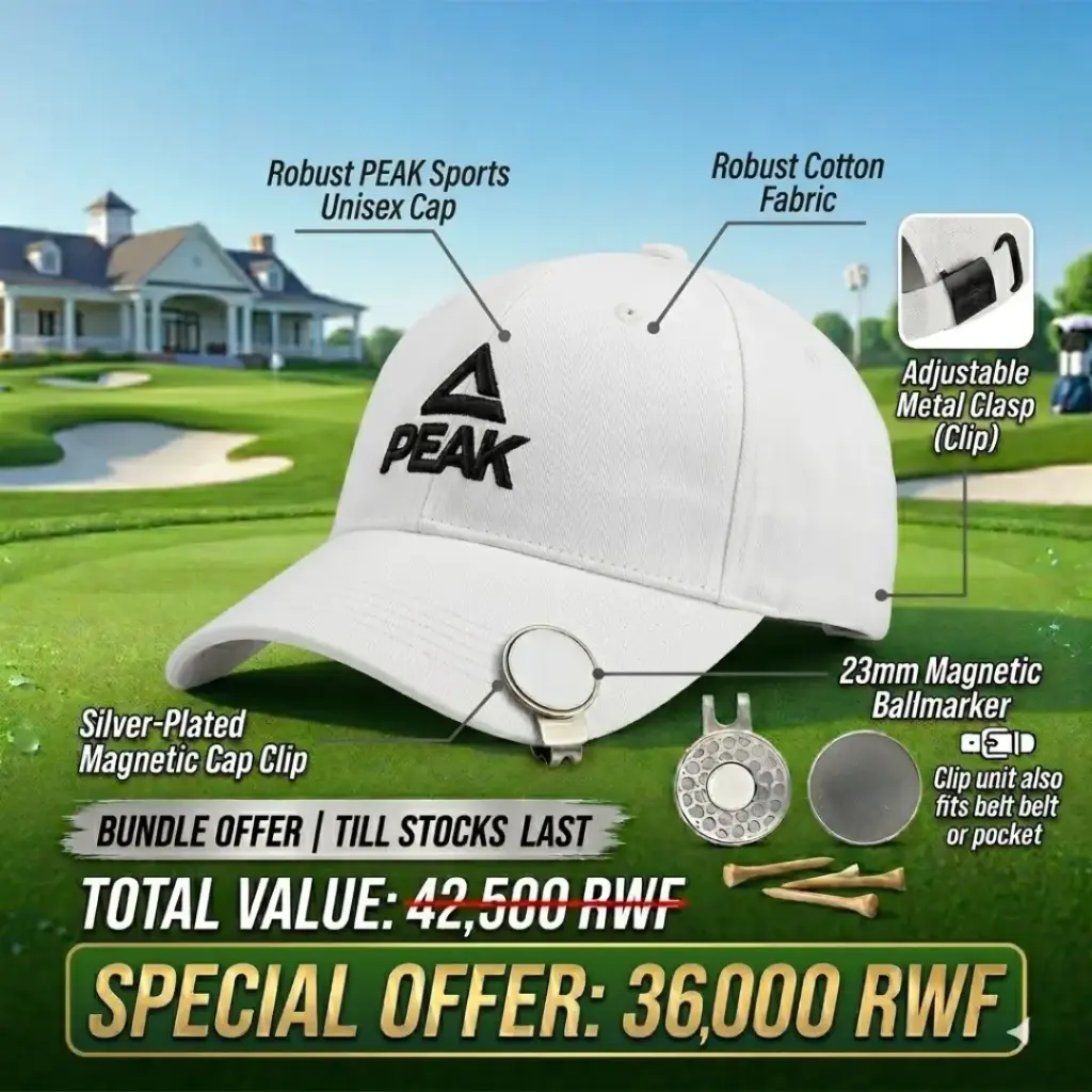 Peak Cap Sports Unisex(White) + Longridge Deluxe Cap Clip And Ballmarker