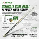 [16650] Connate Cue Stick Pool 1Pc + Peradon-Bce Push On Tips + Chalk