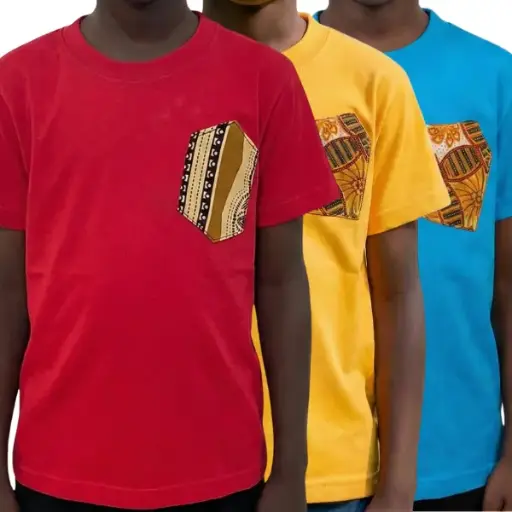 [51] Personalised Round Neck T-Shirt With Kitenge Patch