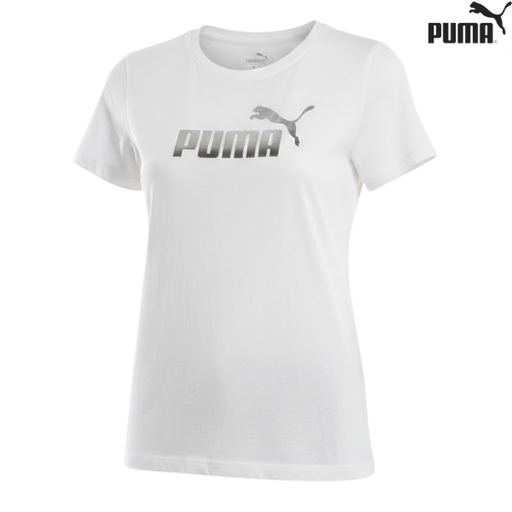 [1559] Puma T-Shirt Large Logo Tee : 81696402 - White - Large