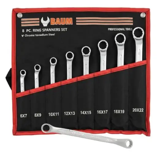 [4125] Baum Set Of 8Pc Double Ring Spanners 6 - 22mm