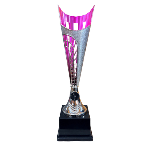 [15337] Garrison Plastic Laser Cut Cup Trophy Silver & Pink - TR17574