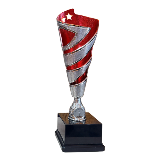 [15307] Hurricane Altitude Plastic Cup Trophy Silver & Red - TR24533