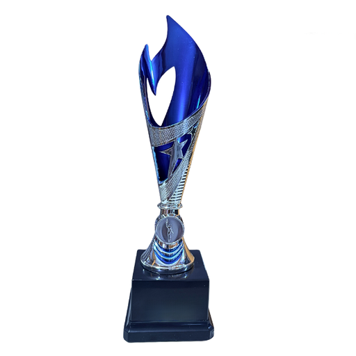 [15333] Inferno Plastic Laser Cut Cup Trophy Silver & Blue - TR19589