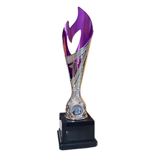 [15331] Inferno Plastic Laser Cut Cup Trophy Silver & Purple - TR19588