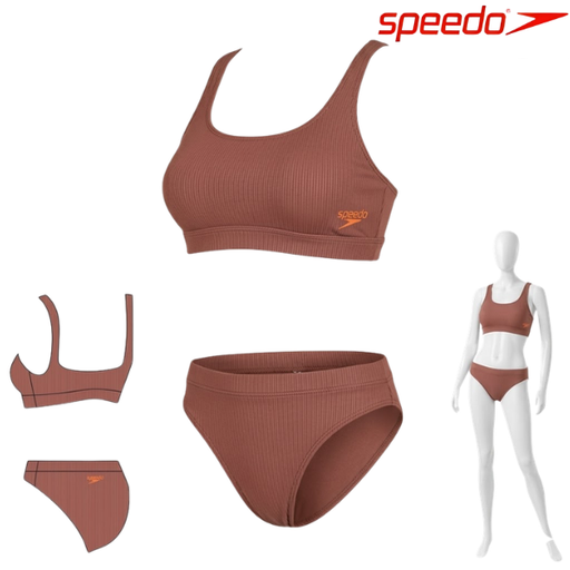 Speedo Costume Textured Deep U-Back 2Pc Bikini : 8-00387516588