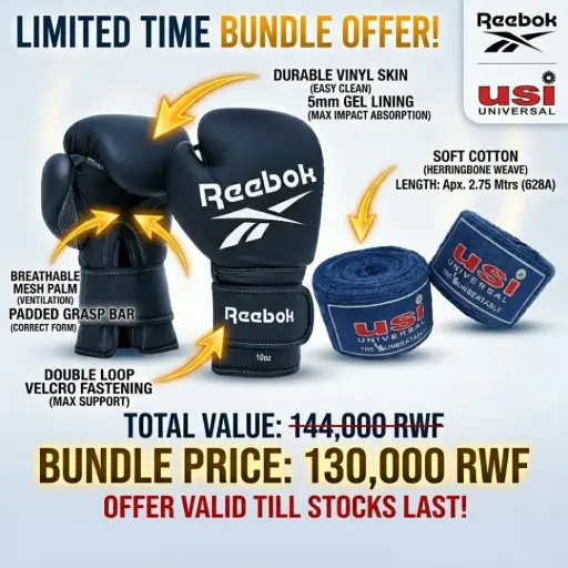 [16611] Reebok Boxing Gloves + Universal Hand Wrap
