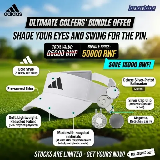 [16641] Adidas Tour Visor(White) + Longridge Deluxe Cap Clip And Ballmarker