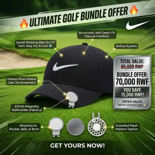 [16642] Nike Dri-FIT Club Structured Swoosh Cap + Longridge Deluxe Cap Clip And Ballmarker